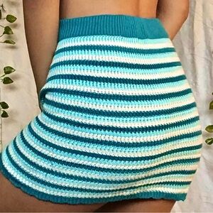 Wild fable green white crochet knit mini skirt NWOT size XS